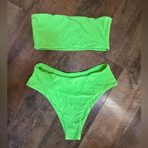 Neon Green Bandeau Bikini Set